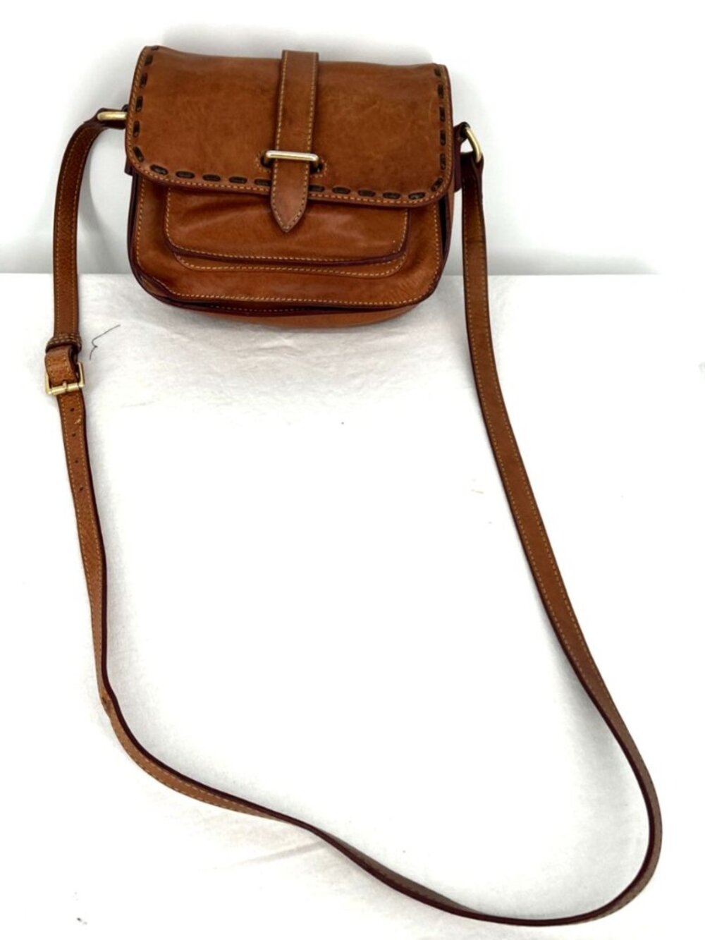 Dooney & Bourke Florentine Binocular Crossbody Purse Bag Brown Leather Vintage